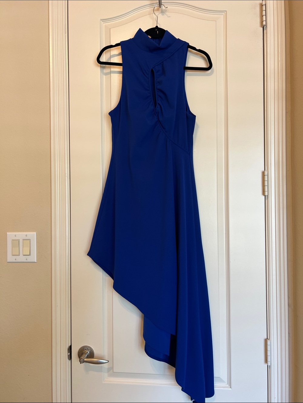Black Halo Cobalt Blue Asymmetrical Hem Dress